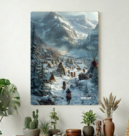 Winter Camp Beneath the Peaks Canvas