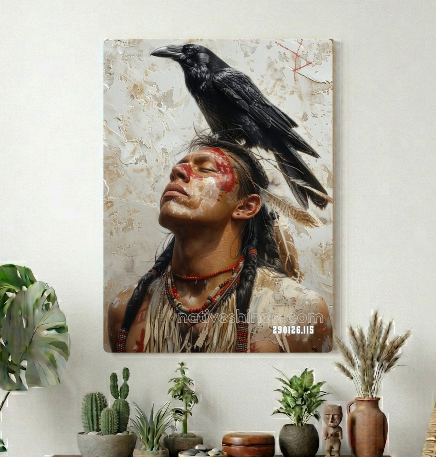 Raven Above the Quiet Fire Canvas