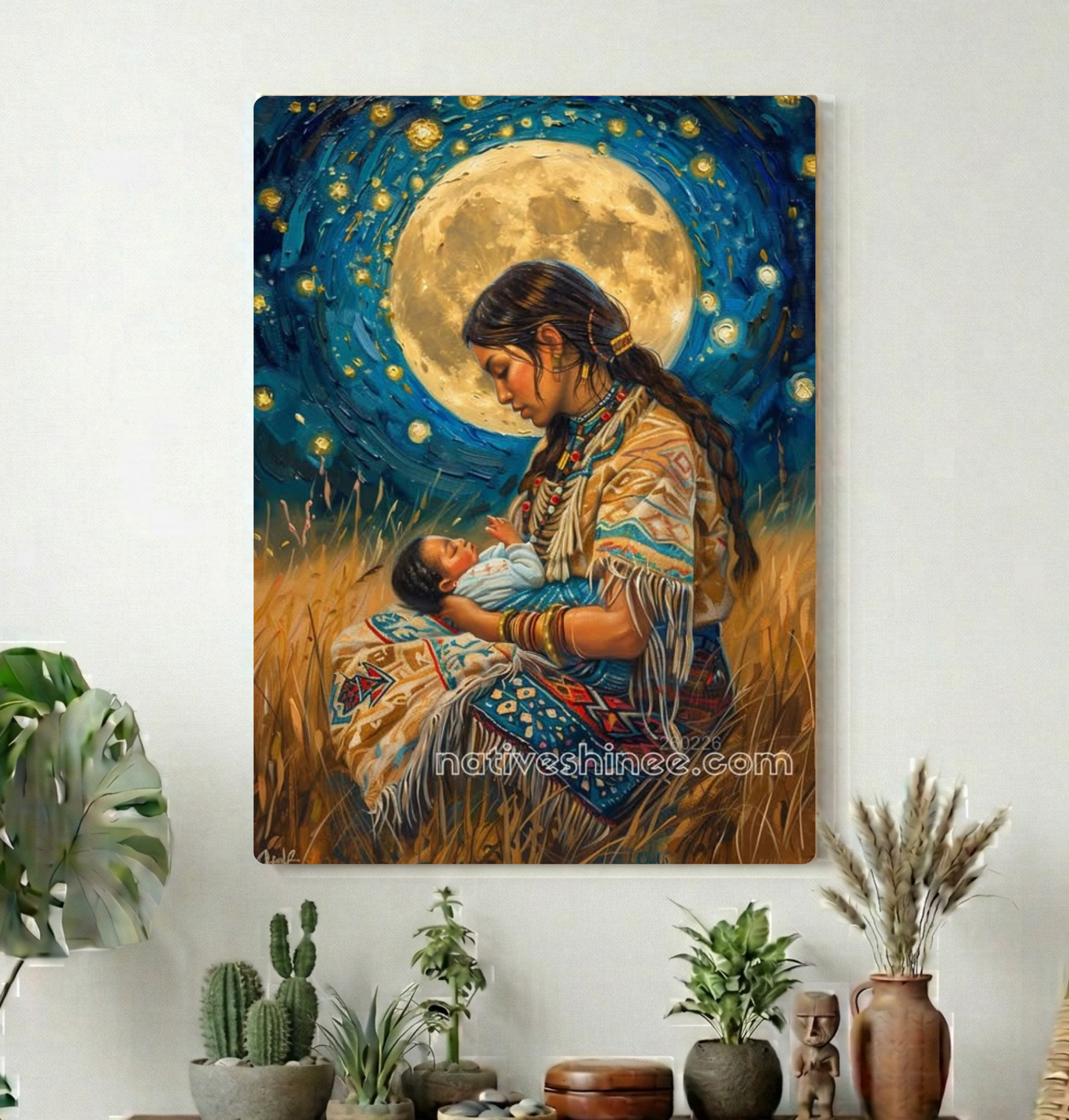 Mother Under the Full Moon Canvas