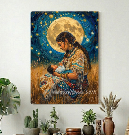 Mother Under the Full Moon Canvas