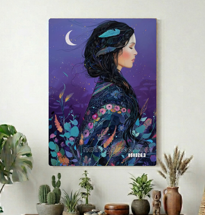 Moonlit Profile in Violet Canvas