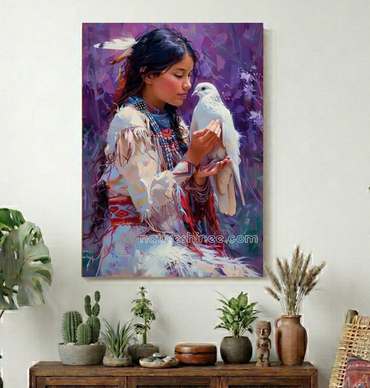 Hands of Peace with White Dove Canvas