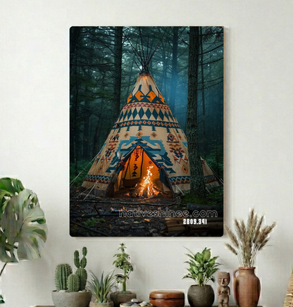 Firelit Lodge in the Deep Woods Canvas