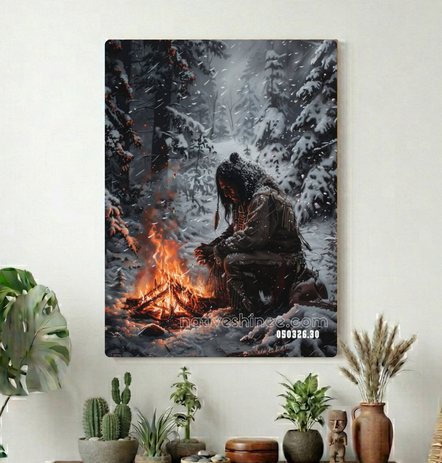 Winter Fire in the Silent Pines Canvas
