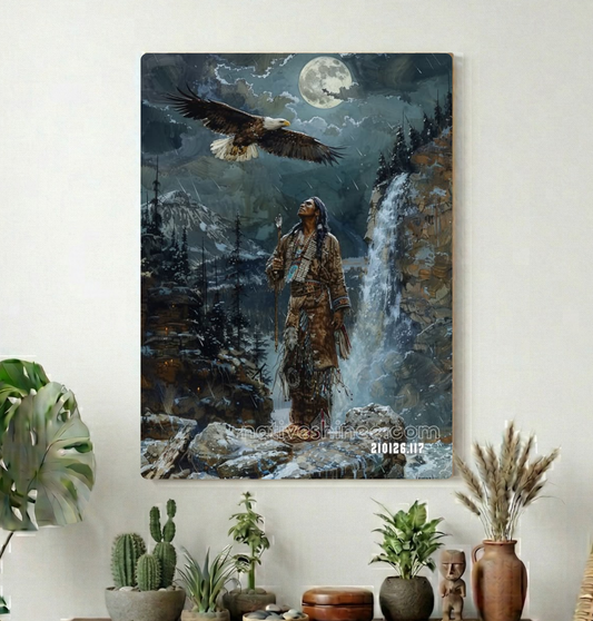 Eagle Over the Moon Falls Canvas