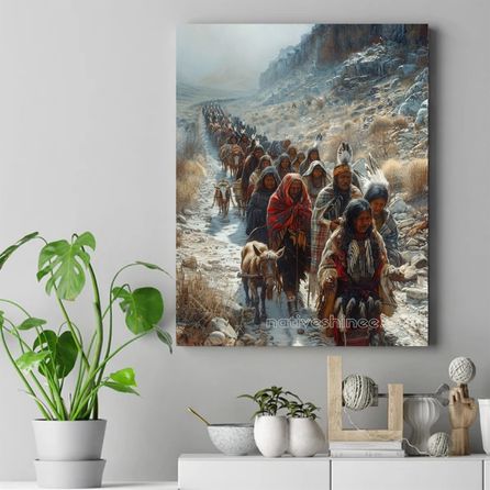 The Long Walk: A Journey of Survival and Resilience Native American Canvas VA