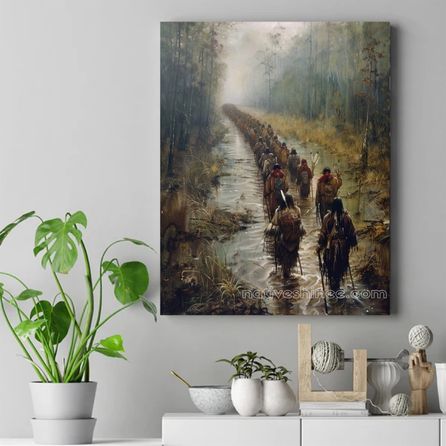 Through the Swamps: A Path of Tears and Survival Native American Canvas VA