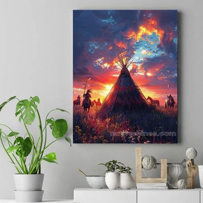 Teepee of the Setting Sun Native American Canvas VA