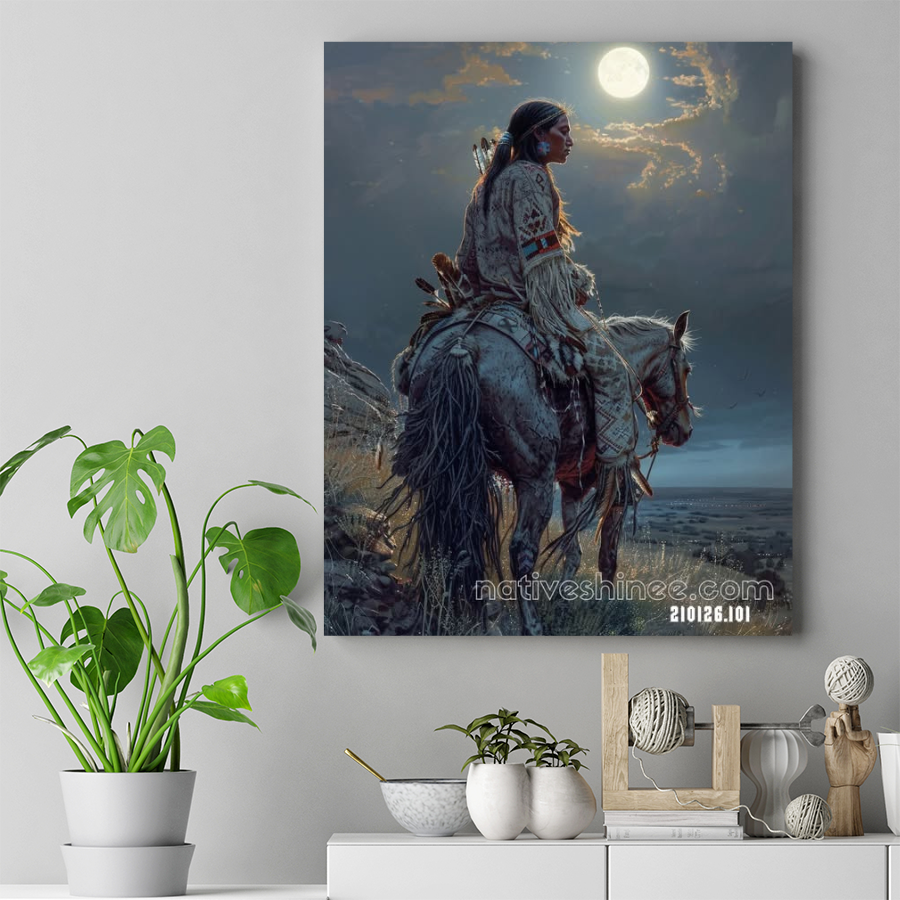 Moonlit Huntress Horizon Canvas