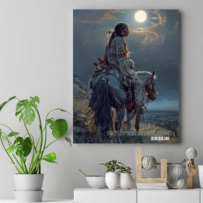 Moonlit Huntress Horizon Canvas