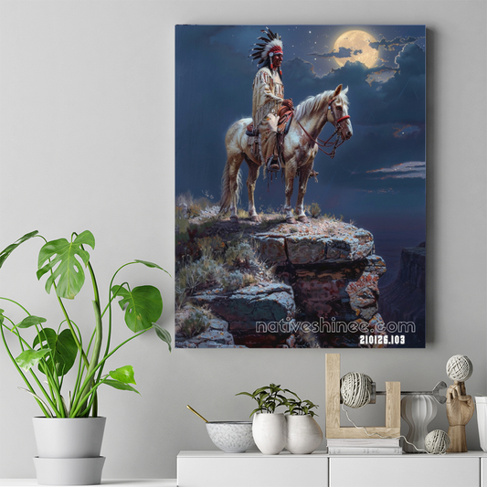 Moonlit Rider of the High Cliffs Canvas