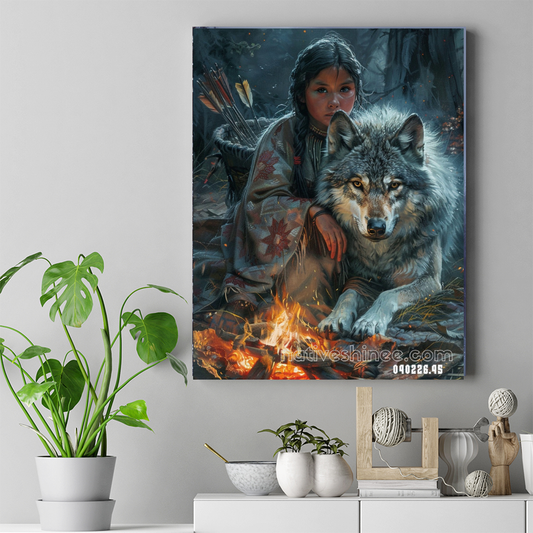 Firelight Wolf Guardian Canvas