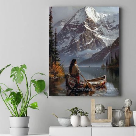 Voyage of the Snow-Capped Peaks Native American Canvas VA