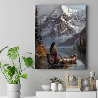 Voyage of the Snow-Capped Peaks Native American Canvas VA