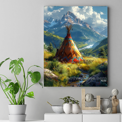 A Teepee  with Nature Native American Canvas