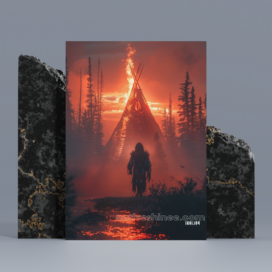 The Fire's Embrace Native American Canvas