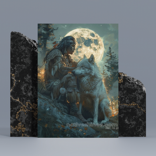 The Wolf's Moon Native American Canvas