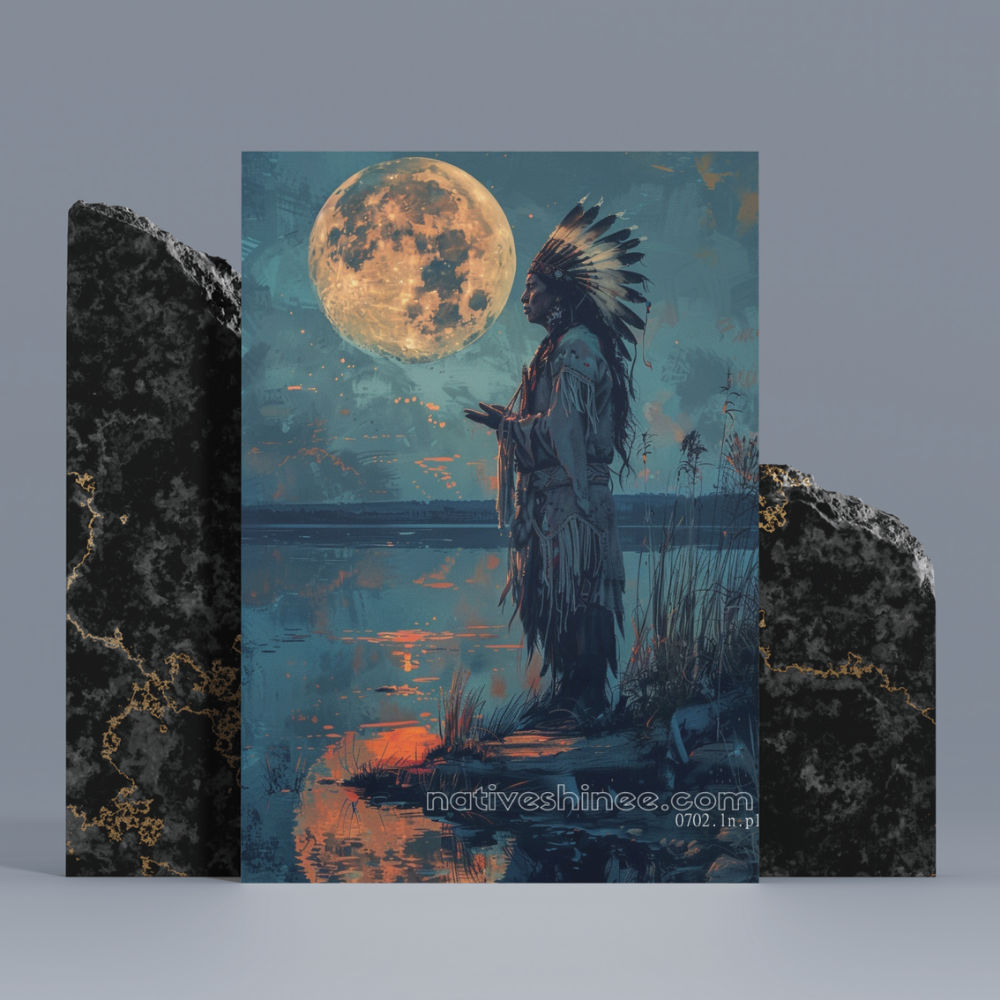Moonlit Prayer Native American Canvas