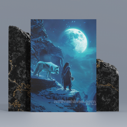 Moonlit Path with the Wolf Native American Canvas