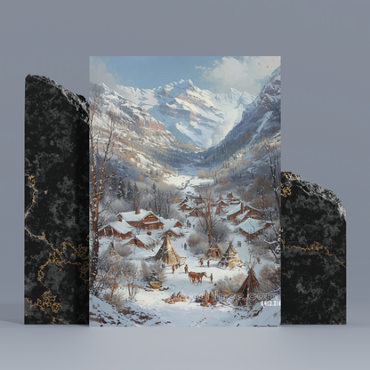 Winter Village Native American Canvas