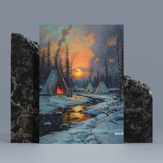 When The Sun Downs Native American Canvas