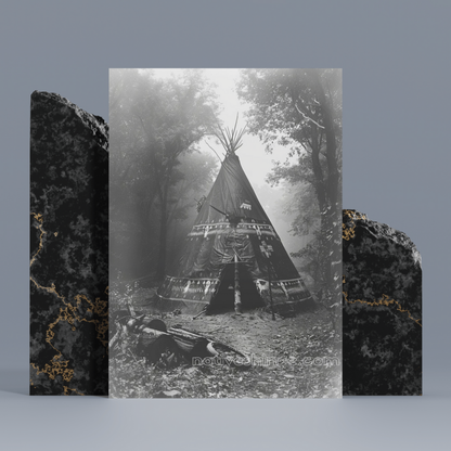 Teepee in the Mist: Native American Canvas