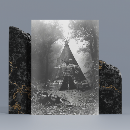 Teepee in the Mist: Native American Canvas