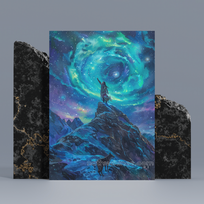 Spirit Under Northern Lights Native American Canvas