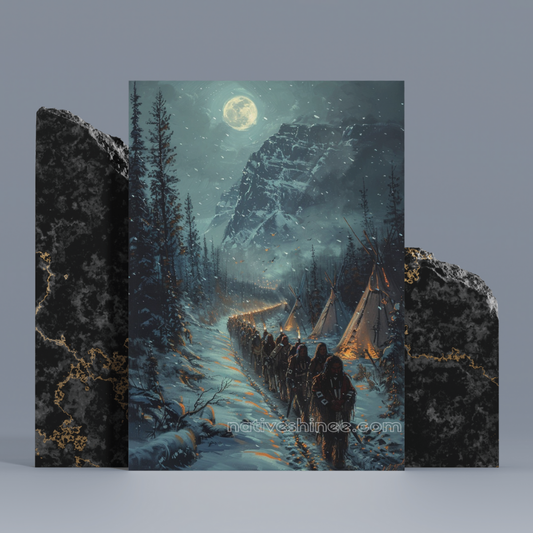 Moonlit Path: Native American Canvas