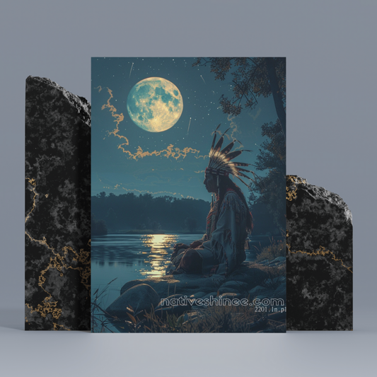 Moonlit Reflections: Native American Canvas