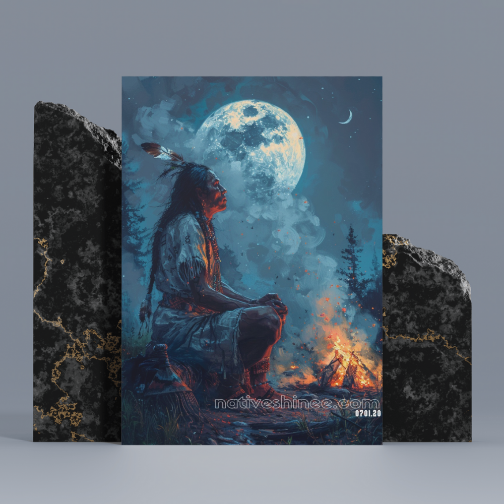 Moonlit Reverence Native American Canvas