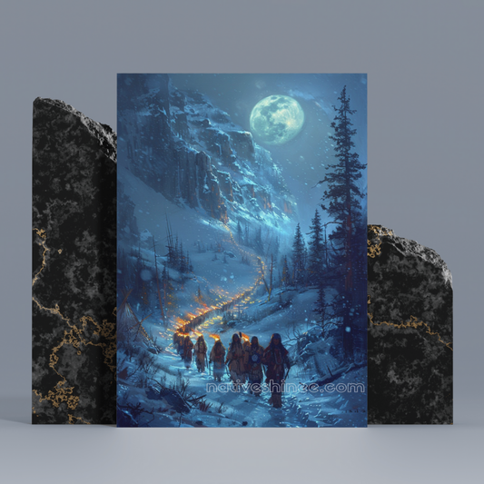 Moonlit Path: Native American Canvas