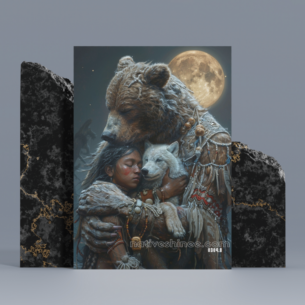 Moonlit Embrace Native American Canvas