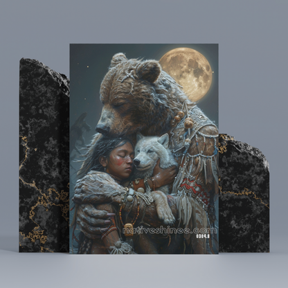 Moonlit Embrace Native American Canvas