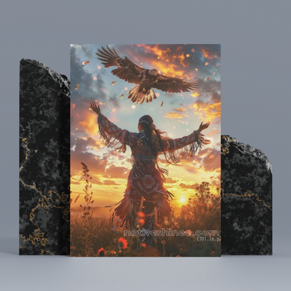 Native Woman Eagle Soaring Native American Canvas