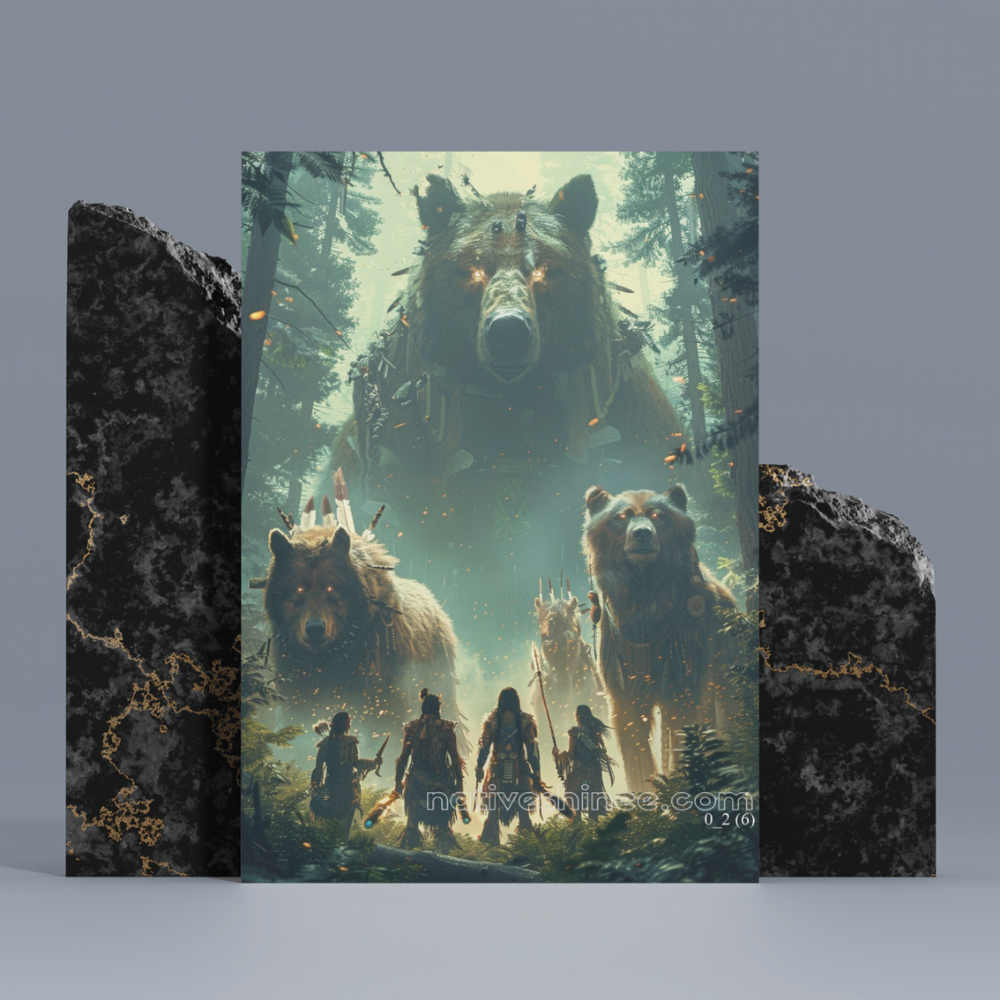 Guardians of the Sacred Forest Bear Native American Canvas