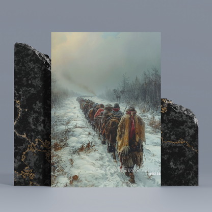 Trail of Snowbound Perseverance Native American Canvas