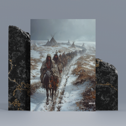 Journey Through the Snow Native American Canvas