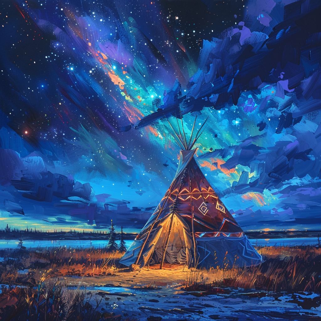 Galactic Whispers Over Sacred Ground Native American Canvas