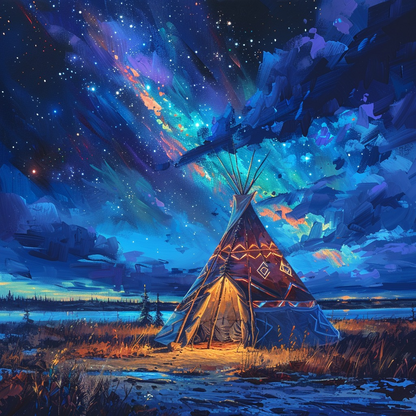 Galactic Whispers Over Sacred Ground Native American Canvas