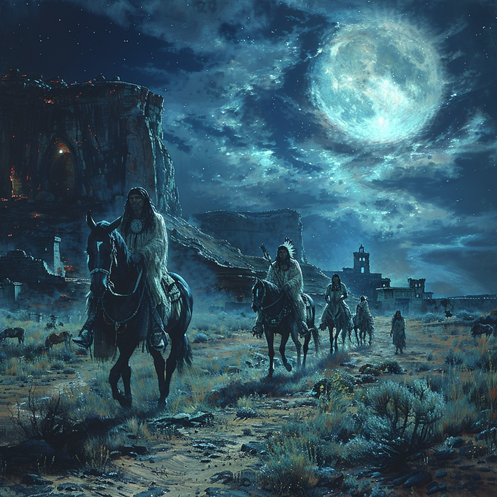 Moonlit Journey Native American Horse Canvas