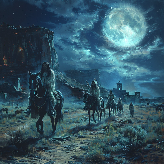 Moonlit Journey Native American Horse Canvas