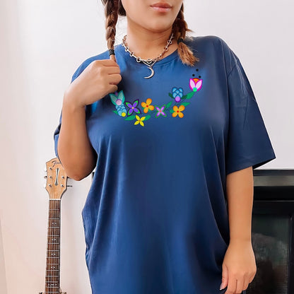 Native Wildflower Bouquet Top, Métis Cree Saulteaux Northwestern First Nation tee shirt