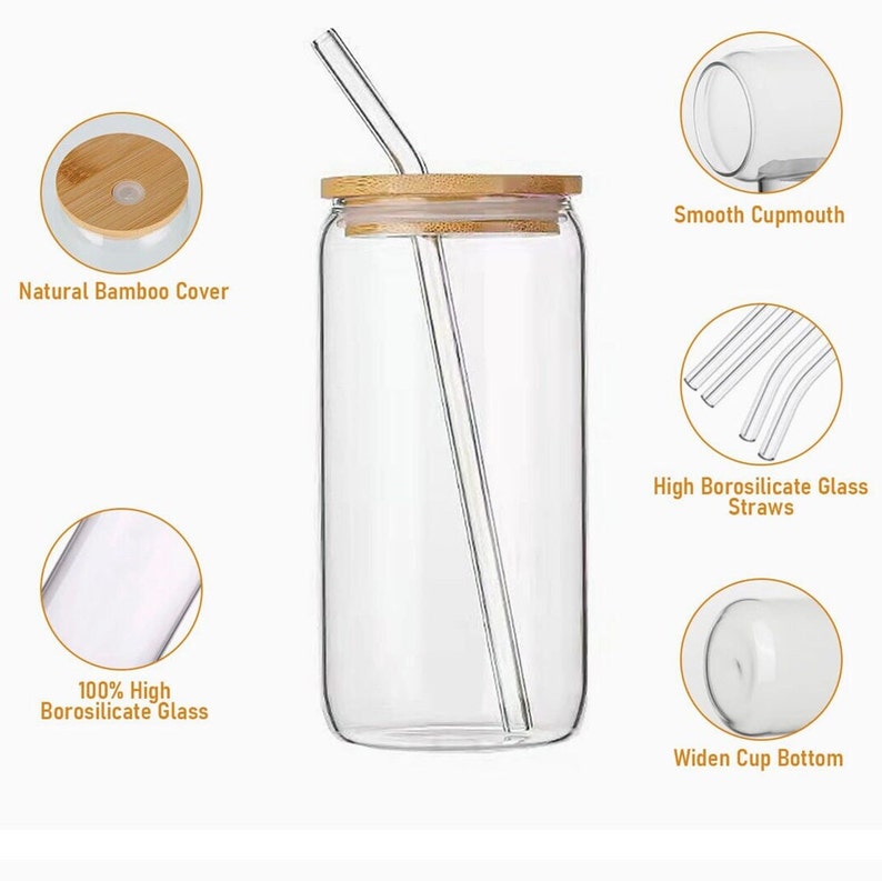 16 oz Anishinaabe Floral Glass Can with Lid and Straw