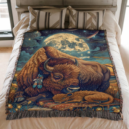 Moonlit Buffalo Woven Blanket