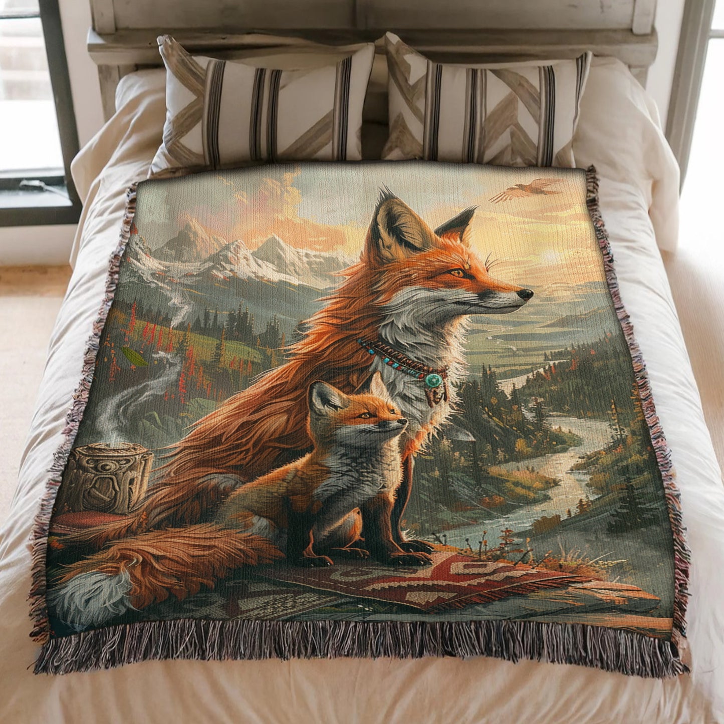 Tree of Life Buffalo Woven Blanket