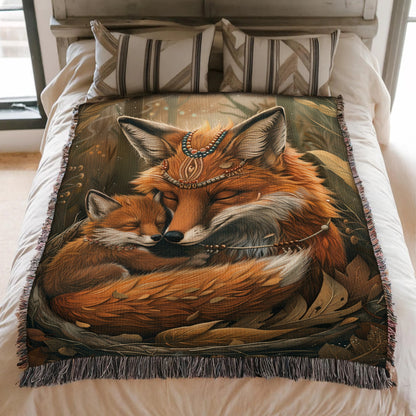 Beaded Fox Haven Woven Blanket
