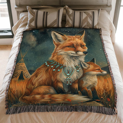 Sunset Fox Lake Woven Blanket