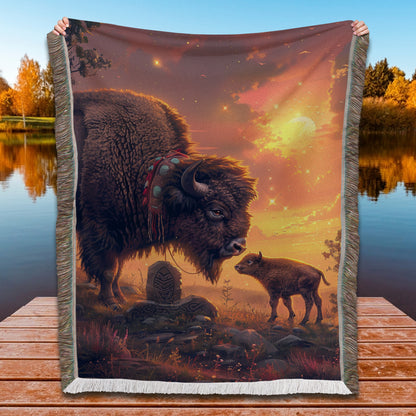 Sunset Buffalo Woven Blanket
