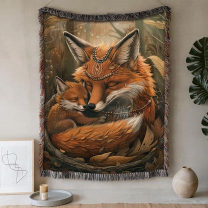 Beaded Fox Haven Woven Blanket